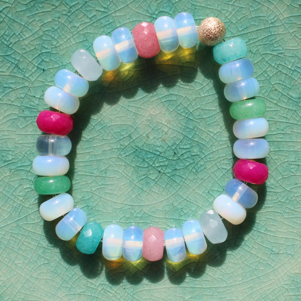 Opal Bracelet - Rainbow Opal Beaded Bracelet - Opal Jewelry