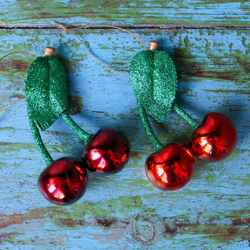 Glitter Cherry Ornament