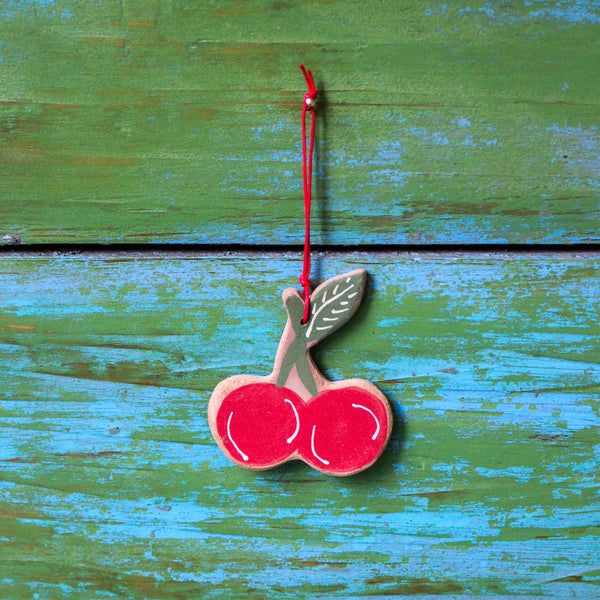 Ceramic Cherry Ornament  