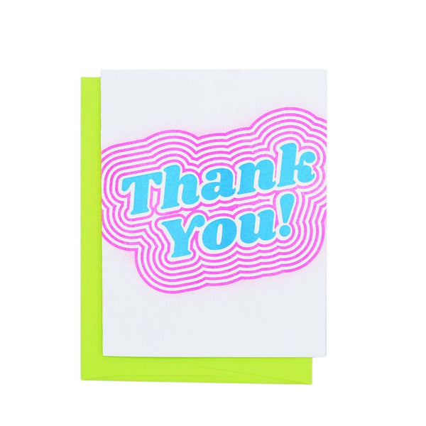 Thank You Bubble Letters Risograph Card