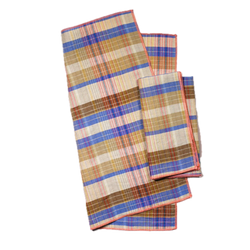 Brown & Blue Plaid Napkins - Set of 4