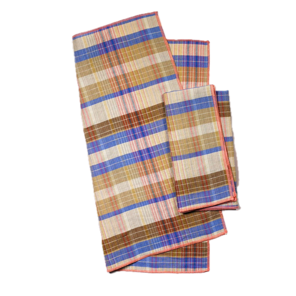 Brown & Blue Plaid Napkins - Set of 4