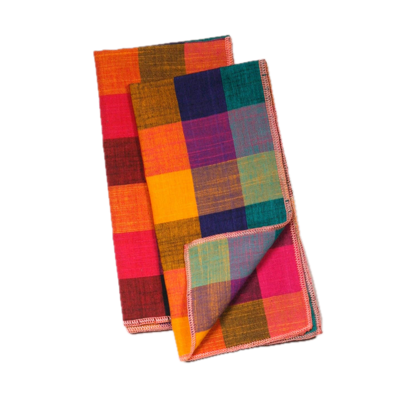 Autum Rainbow Plaid Napkins - Set of 4