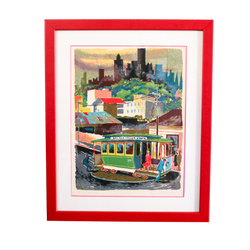 Framed Turntable Bay & Taylor Cable Car Lithogrph