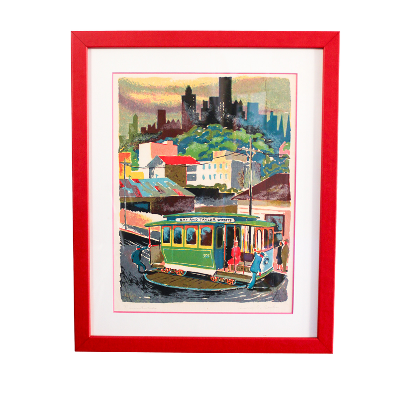 Framed Turntable Bay & Taylor Cable Car Lithogrph