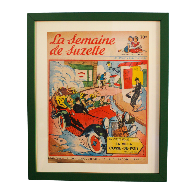 Framed 1955 La Semaine de Suzette Magazine Cover - No. 32, "Car"