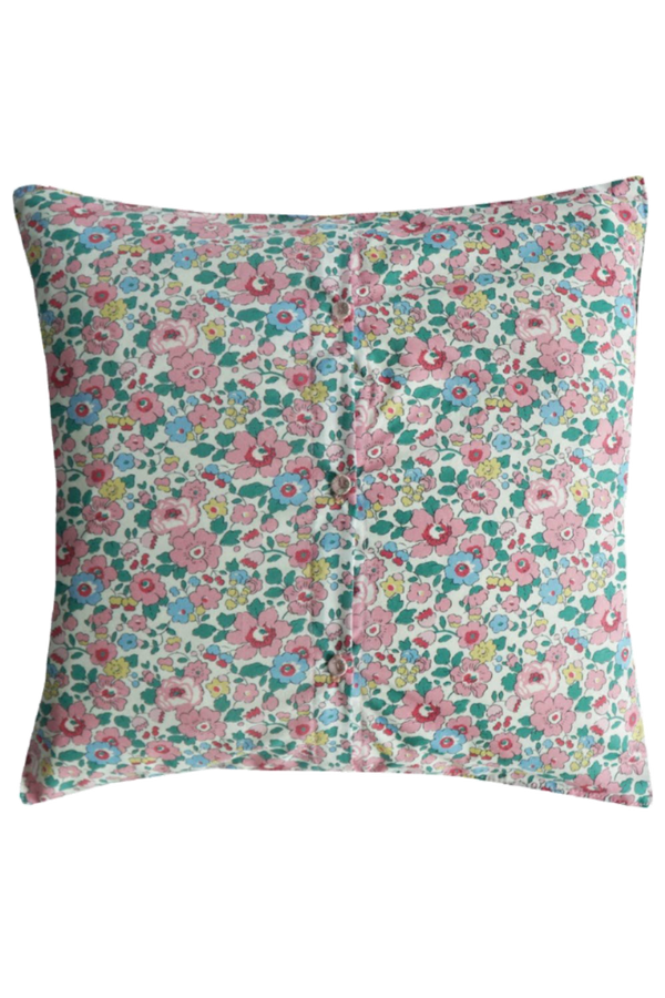 Liberty Print Patchwork Cushion - Pink Stripe