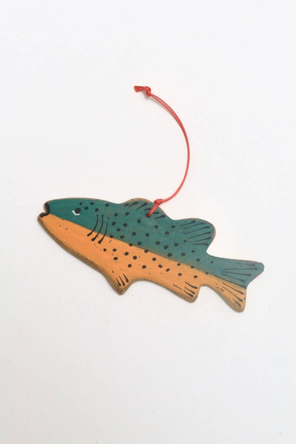 Ceramic Fish Ornament - Green & Yellow