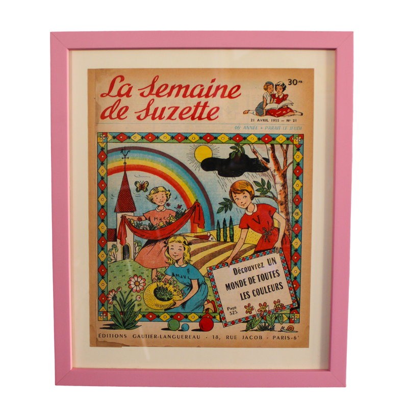 Framed 1955 La Semaine de Suzette Magazine Cover - No. 21, "Rainbow Girls"