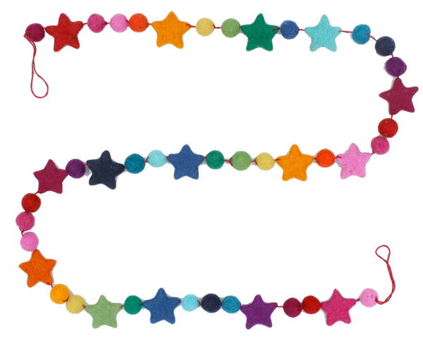 Rainbow Pom Pom and Star Garland