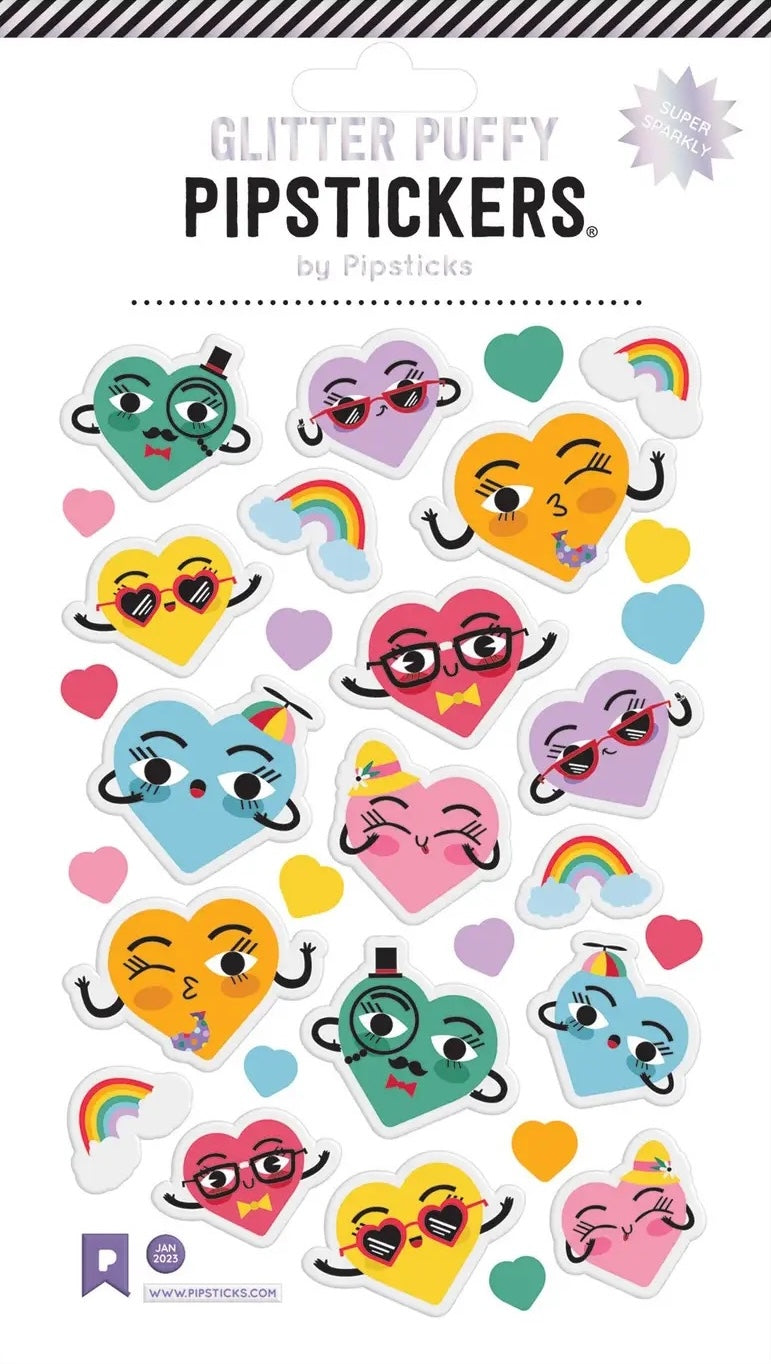 Puffy Huggable Hearts Stickers