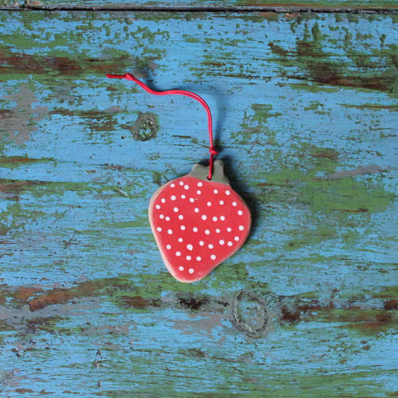 Ceramic Strawberry Ornament 