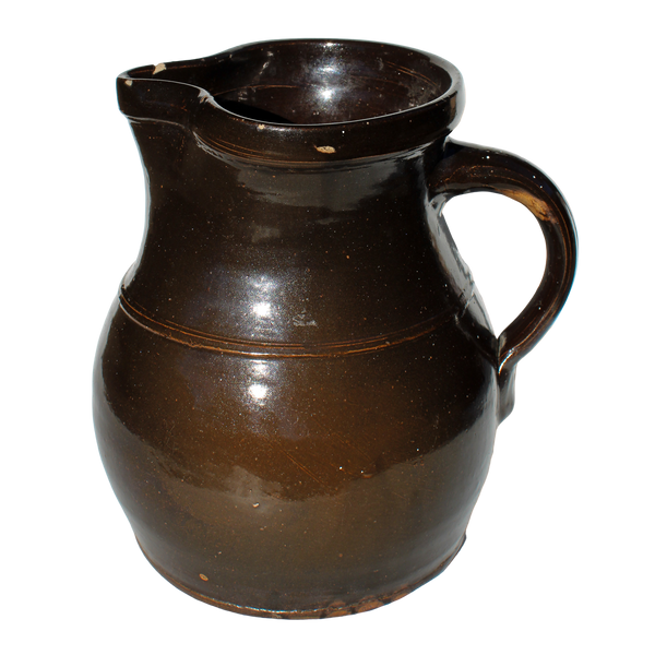 Vintage Large Brown Stoneware Pitcher