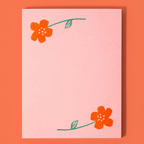 Flower Pair Pink Risograph Notepad