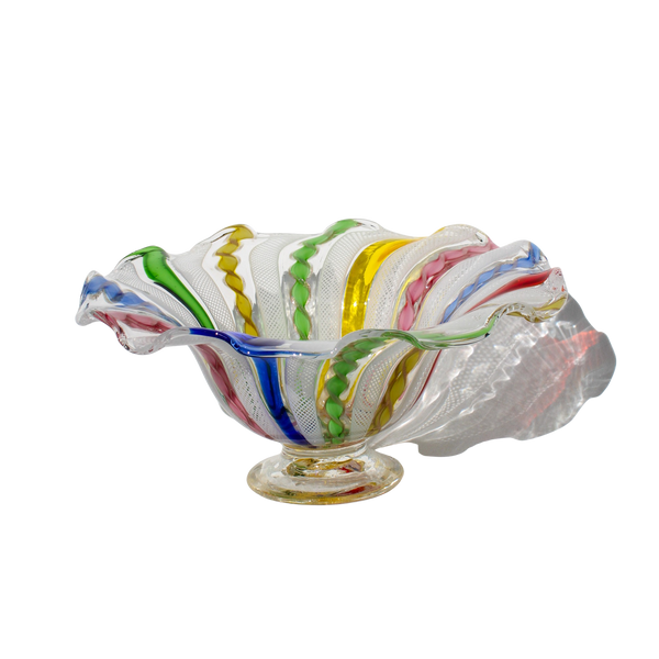 Rainbow Swirl Murano Glass Candy Dish