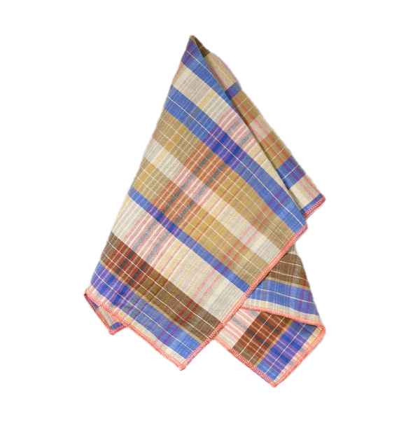 Brown & Blue Plaid Napkins - Set of 4