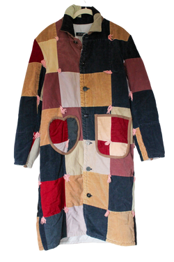 Quilt Long Chore Jacket - 1970s Corduroy Patchwork