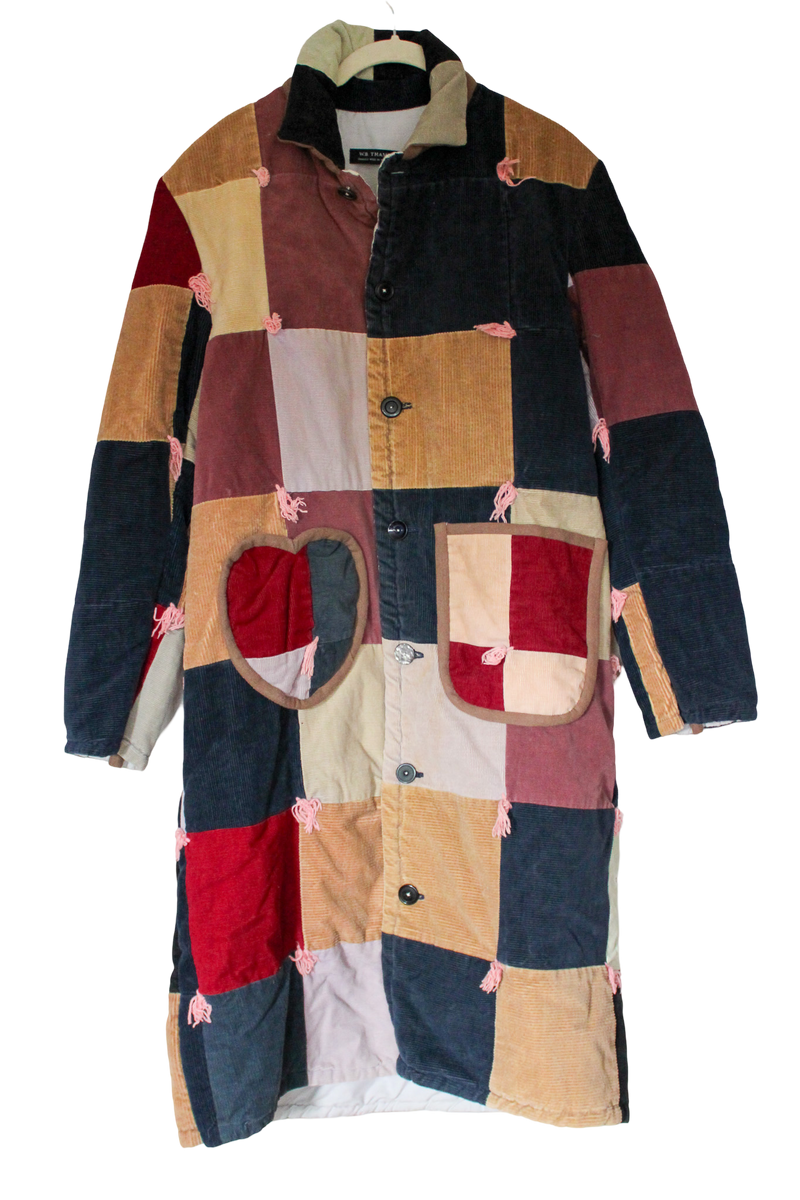 Quilt Long Chore Jacket - 1970s Corduroy Patchwork