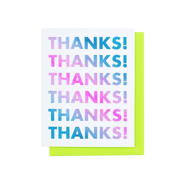 Gradient Thanks! Risograph Card - Teal/Pink