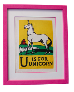 Framed "U is for Unicorn" from First Edition (1923) ABC Book by C.B. Falls