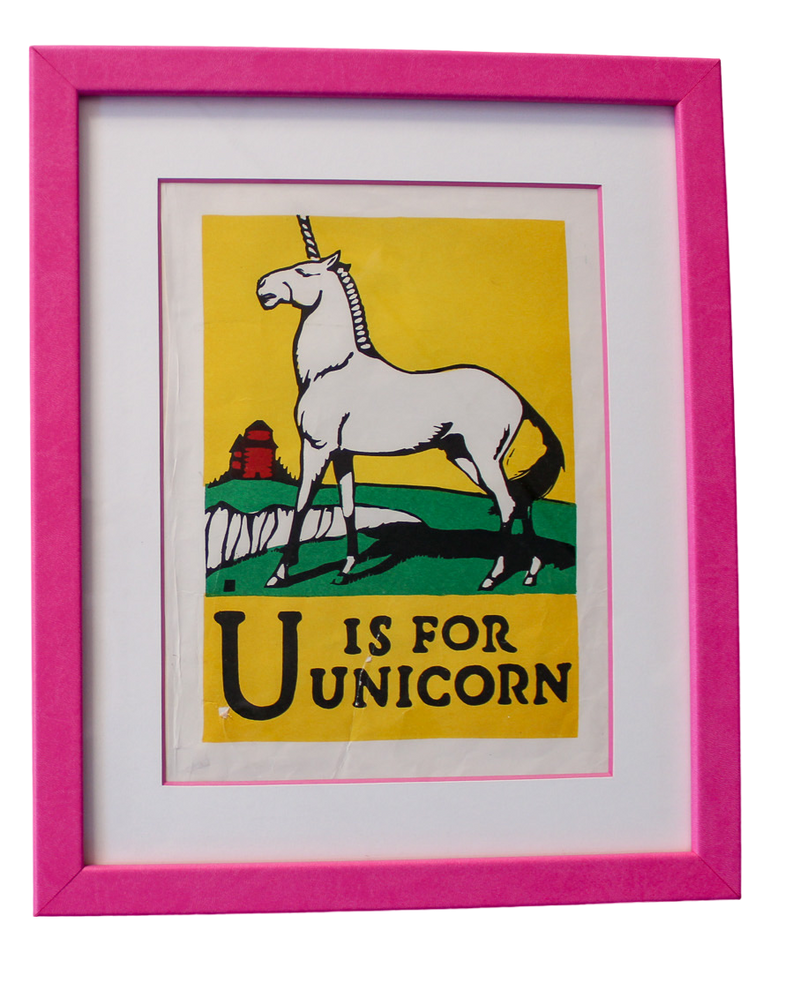 Framed "U is for Unicorn" from First Edition (1923) ABC Book by C.B. Falls