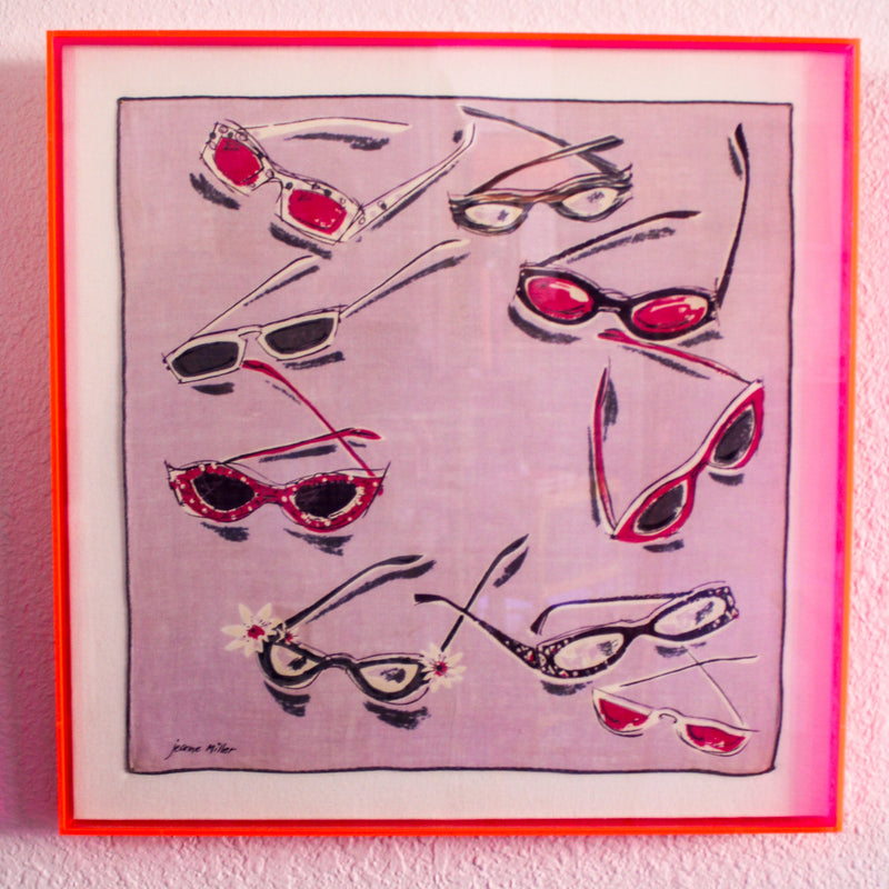 Framed Mid Century Handkerchief -  "Sunglasses"