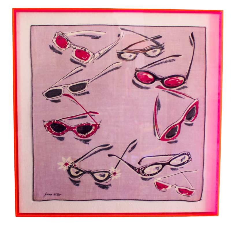 Framed Mid Century Handkerchief -  "Sunglasses"