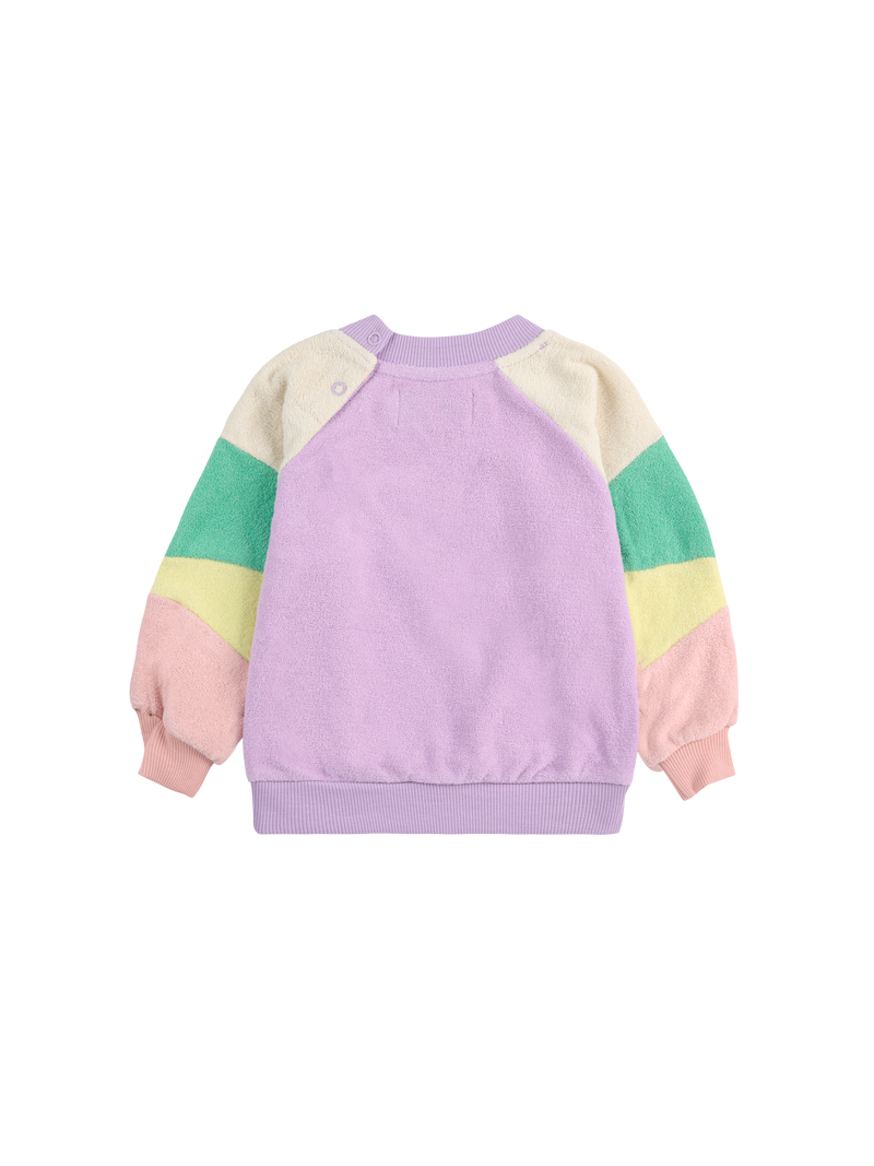 Lila Color Block Terry Cloth Sweatshirt