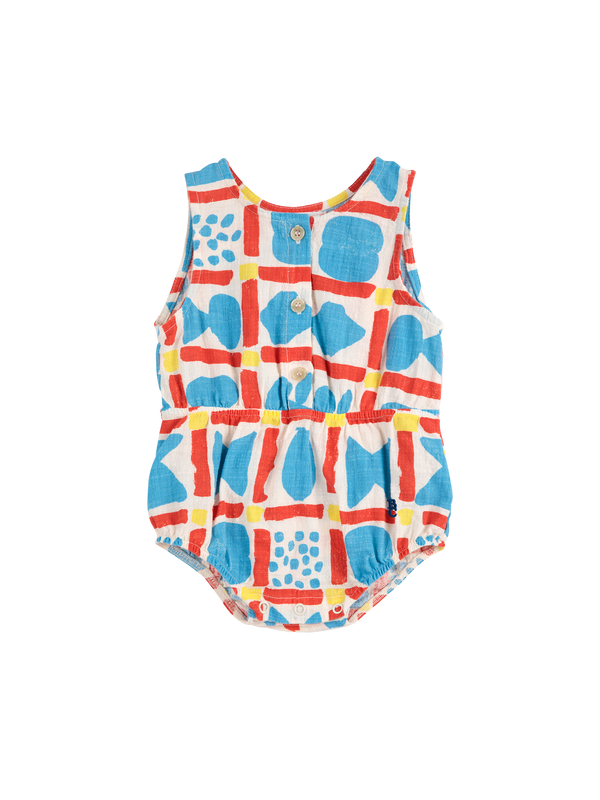 Geometric Game Woven Romper