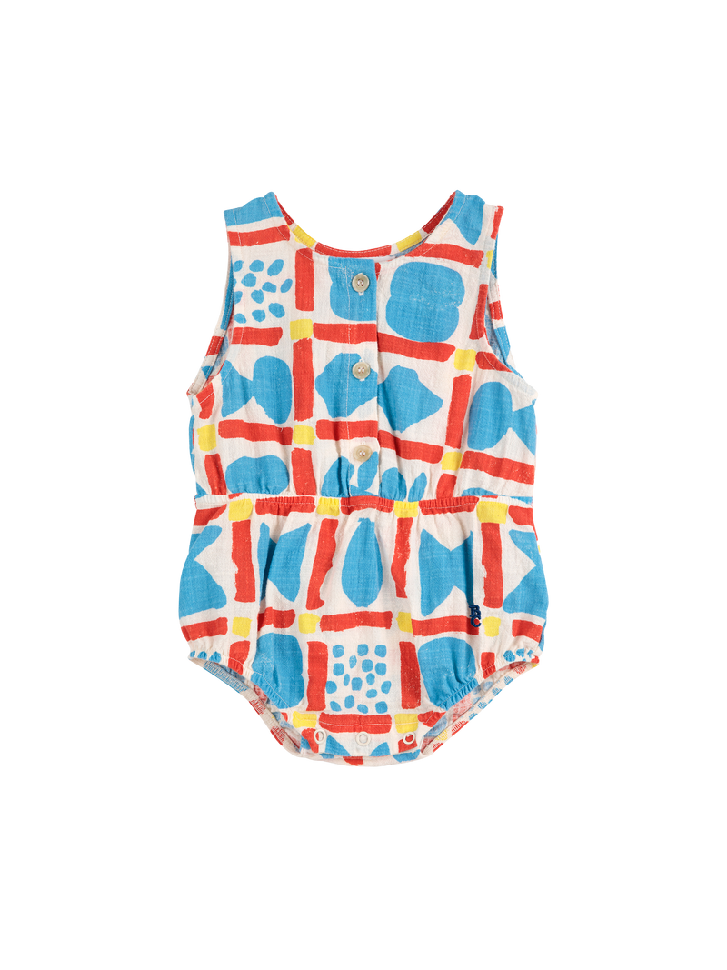 Geometric Game Woven Romper