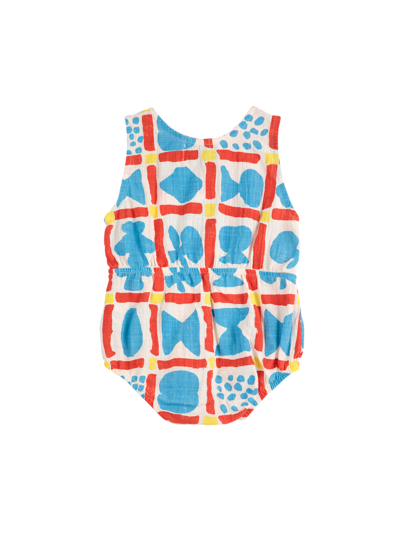 Geometric Game Woven Romper