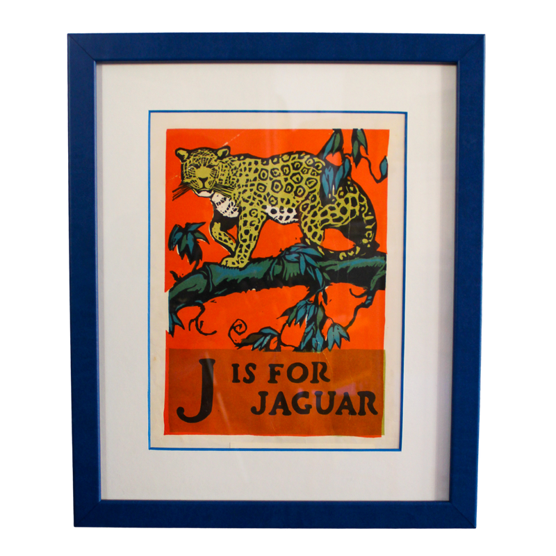 Framed "J is for Jaguar" from First Edition (1923) ABC Book by C.B. Falls