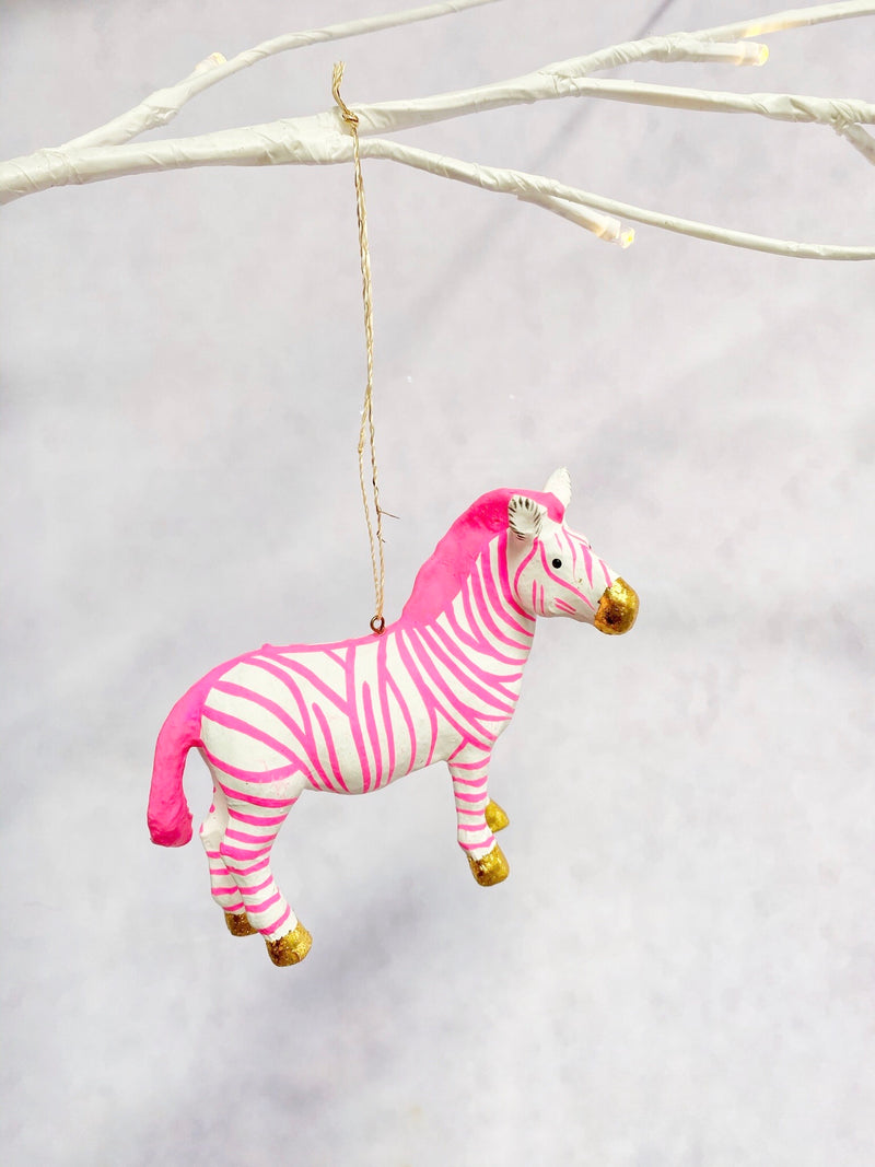 Hot Pink Zebra Ornament – House of Cardoon