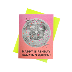 Disco Ball Happy Birthday Dancing Queen Risograph Card