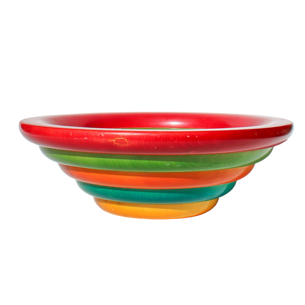 Manzoni Pietro Vintage Italian Multi Color Ring Wooden Salad Bowl