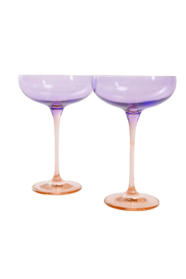 Colorblock Champagne Coupes - Set of 2, Lavender & Blush Pink