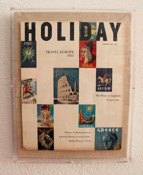 Framed Holiday Magazine Cover - January 1955, "Travel Europe"