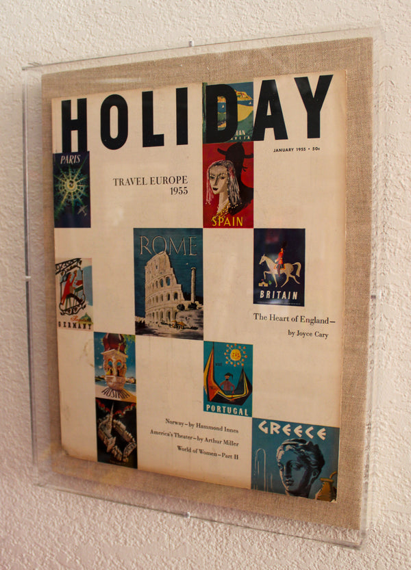 Framed Holiday Magazine Cover - January 1955, "Travel Europe"