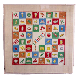 Framed Mid Century Handkerchief - "Calories" (Clear Frame)