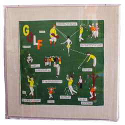 Framed Mid Century Handkerchief - "Golf"