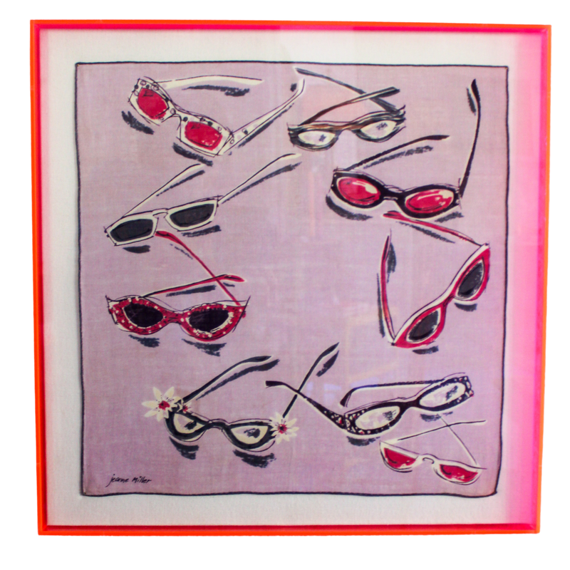 Framed Mid Century Handkerchief -  "Sunglasses"