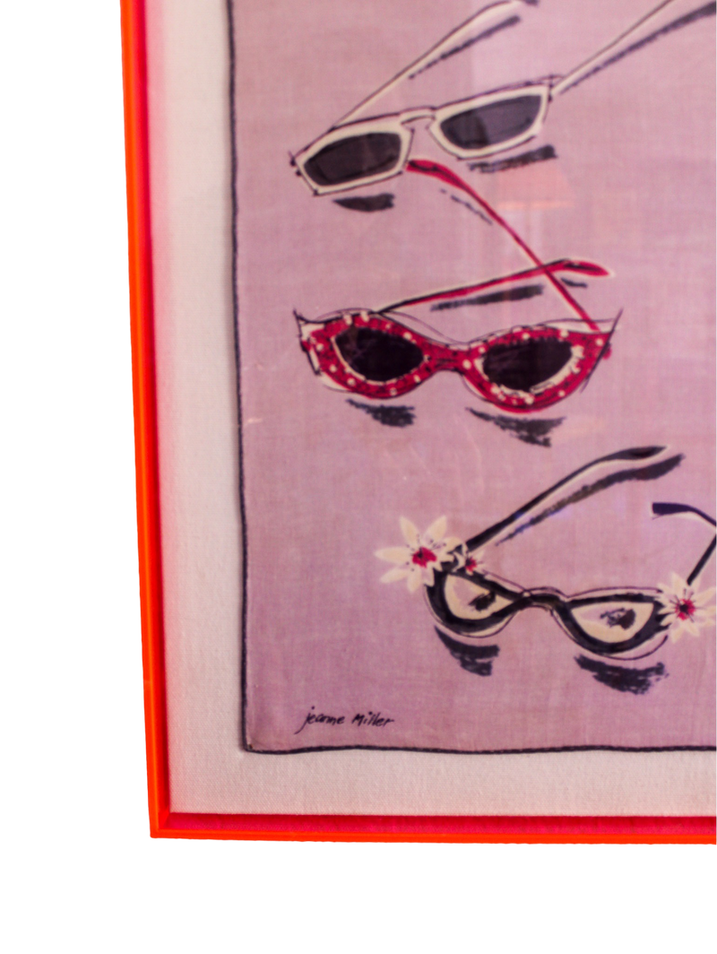 Framed Mid Century Handkerchief -  "Sunglasses"