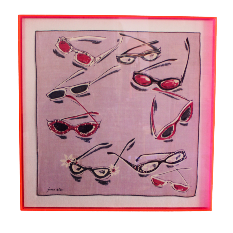 Framed Mid Century Handkerchief -  "Sunglasses"