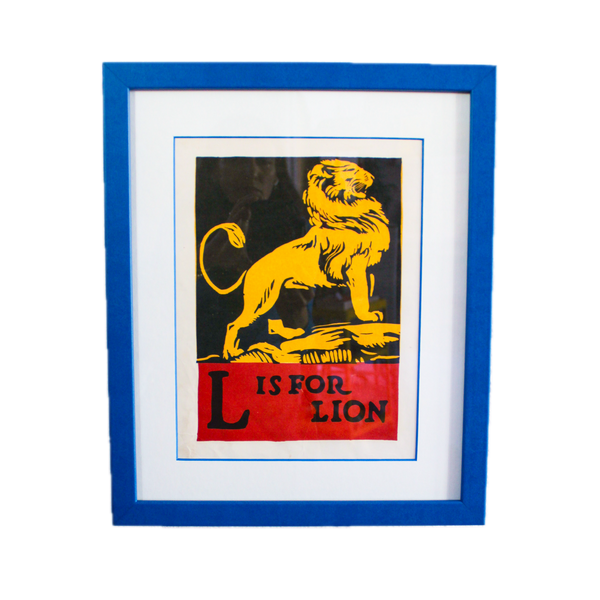 Framed "L is for Lion" from First Edition (1923) ABC Book by C.B. Falls