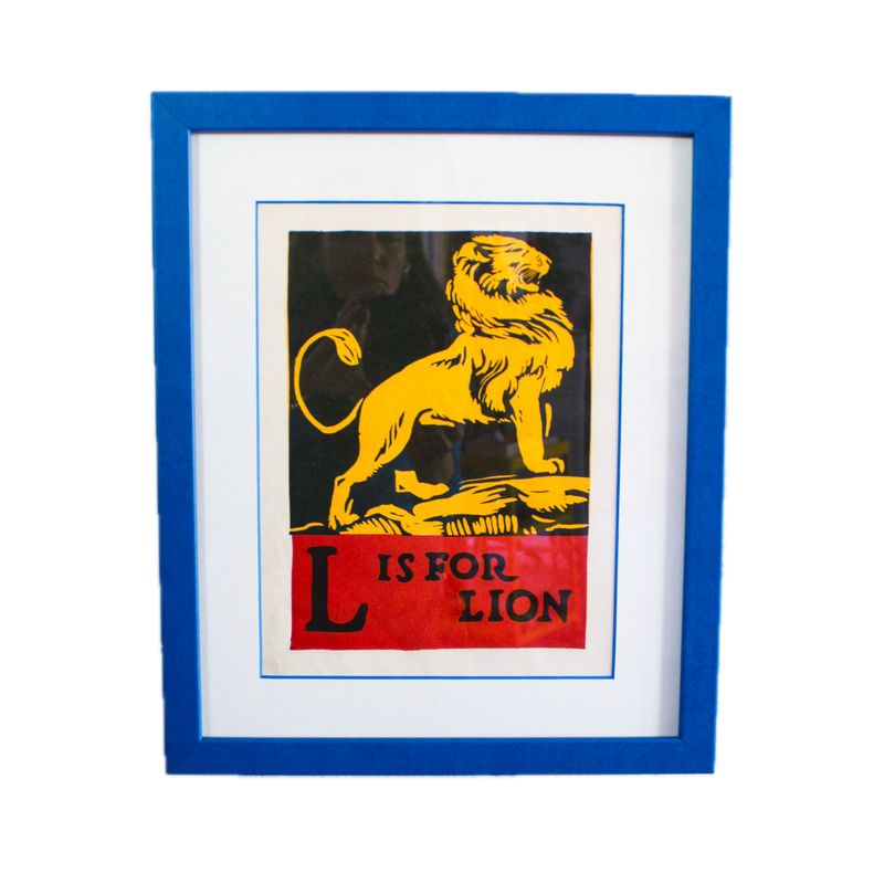 Framed "L is for Lion" from First Edition (1923) ABC Book by C.B. Falls