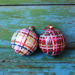 Rainbow Plaid Bauble Ornament