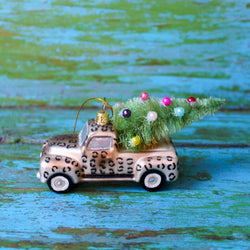 Leopard Print Truck with Xmas Tree Ornament