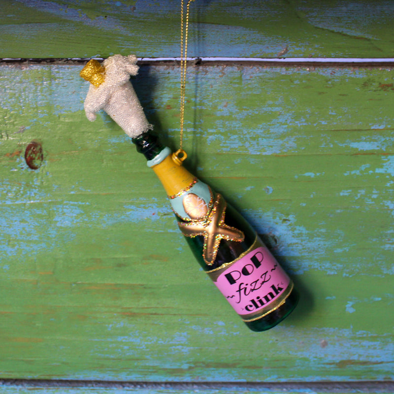 Pop Fizz Clink Champagne Bottle Ornament