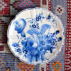 Vintage Italian Nove Rose Blue Floral Plates