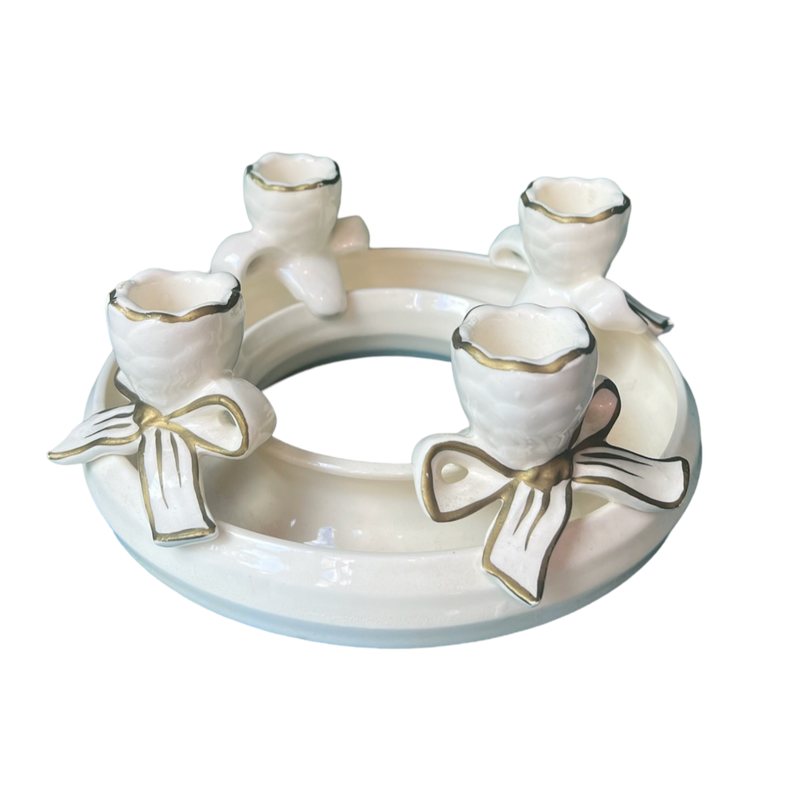 Vintage Ceramic Bow Candleholder/Advent